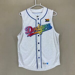 LA Dodgers Pride Rainbow Sleeveless Baseball Jersey Tank Top Size M